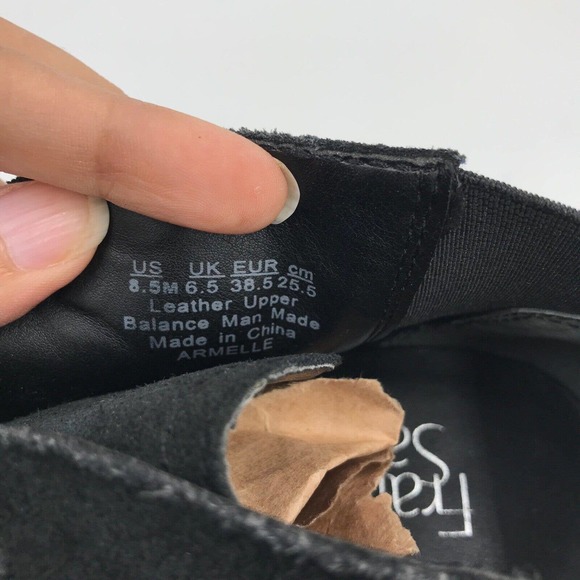 Franco Sarto Booties Size 8.5M Black Suede Armelle Ankle Lace Up Wedge - Picture 10 of 12